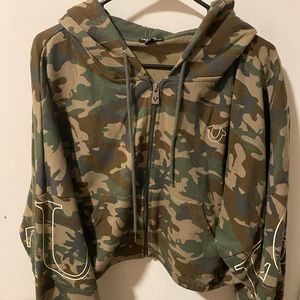 True religion camo crop hoodie